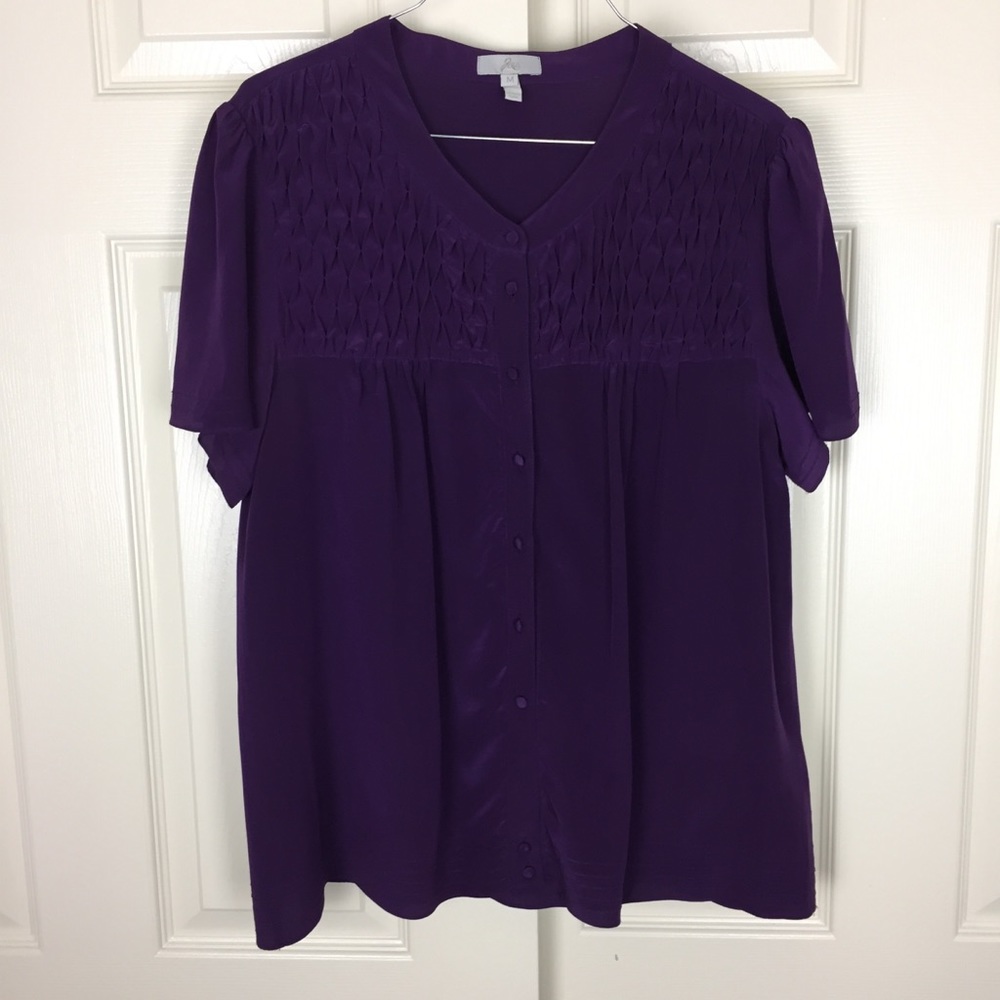 Joie Silk Button Down Career Short Sleeve Top